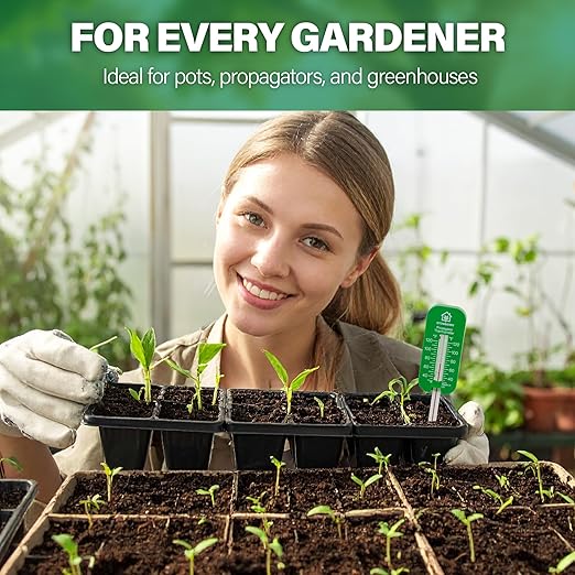 Greenhouse Soil Thermometer – Durable Probe for Measuring Soil Temperature in Gardens, Propagators, Seeds, and Plants