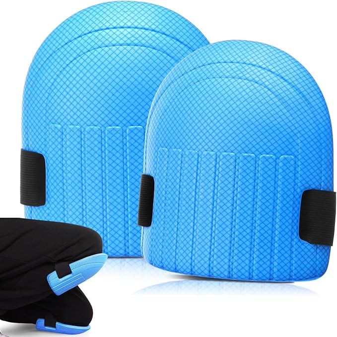 Gardening Knee Pads for Women and Men Lightweight Waterproof Foam Knee Pads for Gardening and Housework with Adjustable Hook'n'Loop Straps(Blue)