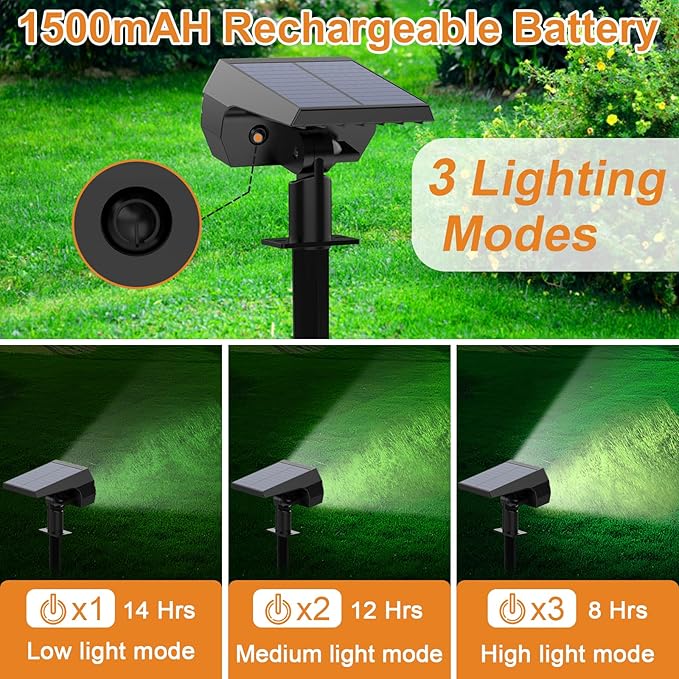 WELALO Solar Spot Lights Outdoor, [6 Pack/65 LED/3 Modes] Solar Landscape Spotlights, Solar Powered Christmas Halloween Lights, IP68 Waterproof Wall Lights for Walkway Yard Garden Driveway(Cool White)
