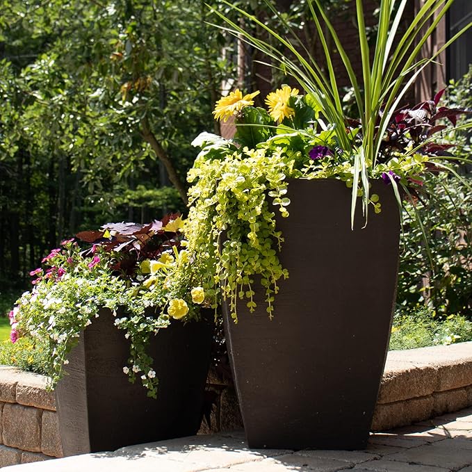 Tusco Products MSQT19ES Modern Square Garden Planter, 19-Inch, Espresso