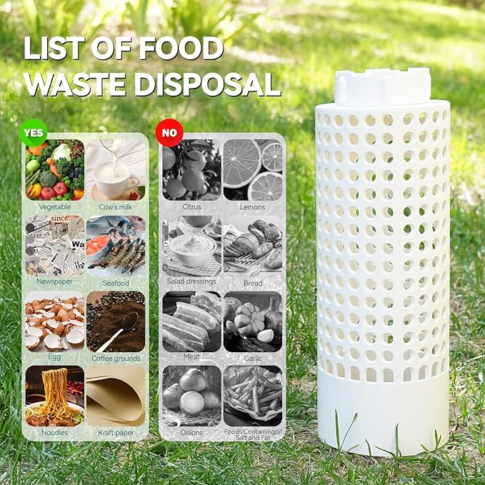 Inground Compost Bin Outdoor Worm Farm System for Kitchen Food Waste Raised Beds Gardening Mini in Ground Worm Composter with Lid Holes 8.46 x 2.95 x 2.16 in (4)