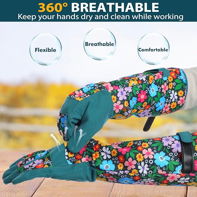 Trifabricy Gardening Gloves for Women - Long Garden Gloves with Grip Breathable, Thorn-Proof Puncture-Resistant Work Gloves