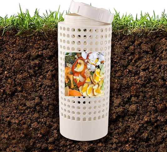 Inground Farm Composter, Outdoor In-Ground Compost Bin for Raised Garden Beds and Yards, Organic Waste Decomposer 2 Gallons, 4.3"x4.3"x11", Composter Tumbler Outdoor