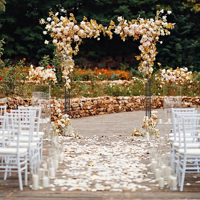 Outvita 7Ft Garden Arch Arbor, Steel Frame Stand Trellis, Arbour Archway for Wedding Ceremony Decoration Plant Climbing Rose Vines Lawn Courtyard Patio Black