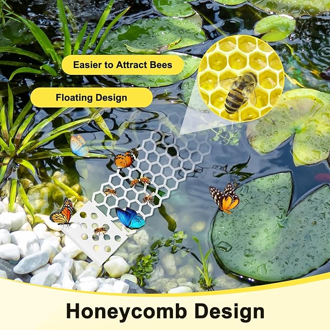 4-Pack Floating Bee Island, 18x6cm/7.09x2.36 Inch Plastic Floating Bee Watering Station for Feeding/Butterfly Bath/Outdoor Garden Decor [White]