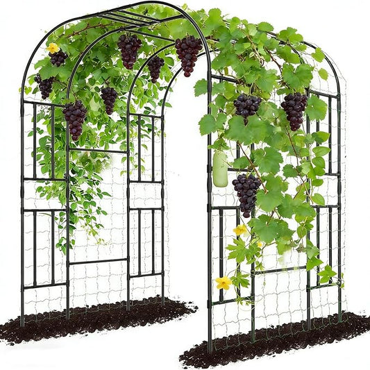 DoCred Large Garden Arch Trellis for Climbing Plants, 87 Inch Tall Metal Plant Support Trellis Archway for Climbing Vine Vegetable/Fruit/Flower Outdoor Yard Lawn Garden Arch Tunnel Trellis
