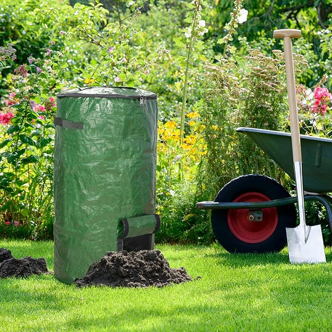 MyLifeUNIT Compost Bins Outdoor, Composting Bin for Outside Garden, Reusable Garden Yard Waste Bag, 34 Gallons (1 Pack, Green)