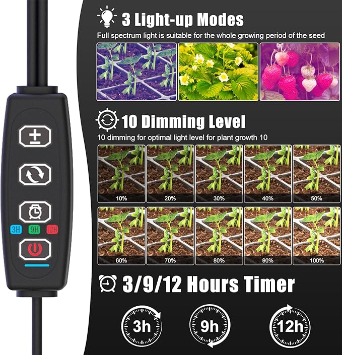 60 Cell Self-Watering Seed Starter Tray with Grow Light and Heat Mat,Seed Starter Kit,Humidity Domes,Auto Timer,Flexible Brightness Seedling Starter Trays for Seed Starting & Seeds Growing