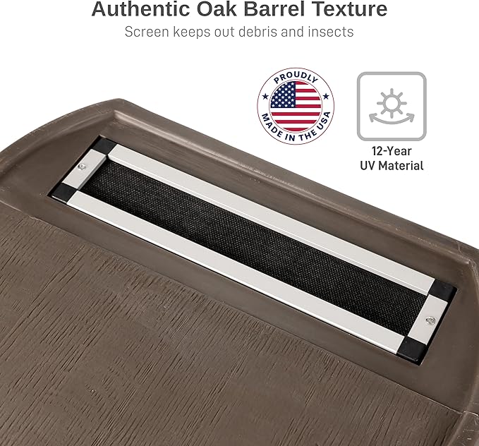 RTS Home Accents 50-Gallon Rain Barrel with Link Kit, Flat Back Rain Water Collection Barrel, Link Kit Included, Walnut Color (2 Pack)