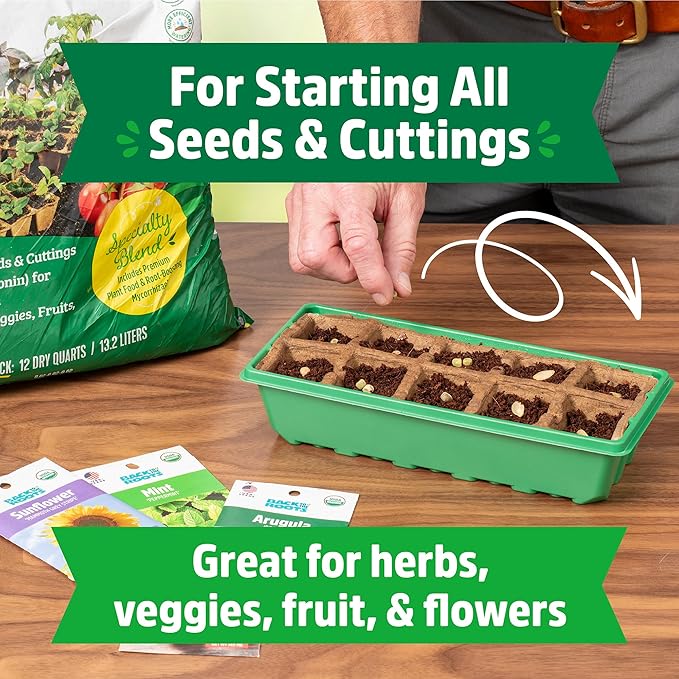Back to The Roots 10-Cell Greenhouse Germination Kit | Includes Biodegradable Pots & Vented Greenhouse Lid | Made from 75% Recycled Plastic