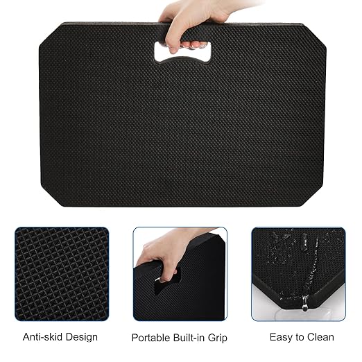 Hacaroa 3 Pack Extra Thick Kneeling Pad, EVA Foam Garden Kneeler Comfortable Knee Pad Cushion for Work, Gardening, Baby Bath, Exercise, Yoga, Water Resistant, Black