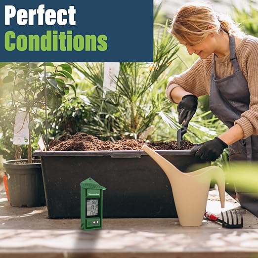 Digital Max Min Thermometer - Monitor Max and Min Temperatures with This Handy Greenhouse Thermometer Garden Accessories Easily Wall Mounted Maximum Minimum