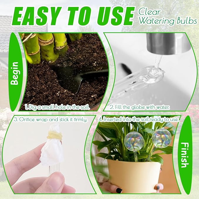 6Pcs Plant Watering Globes,Iridescent Rainbow Glass Self Watering Planter Insert,Clear Watering Bulbs for Indoor,Outdoor,Flowerpot,Hanging Plants,Home Garden(3 Large+3 Small)