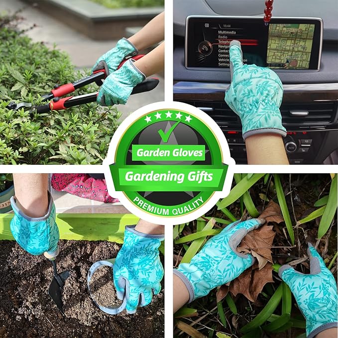 Gardening Gloves for Women Thorn Proof Garden Gloves, Leather Womens Garden Gloves Puncture Resistant, Touch Screen Working Gloves for Digging,Weeding,Planting Small