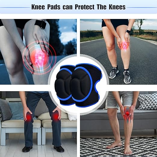Knee Pads, Thick Sponge Anti-slip, Collision Avoidance Knee Pads, for Running, Mountaineering, House Working,Gardening Maintain (Blue, Large)