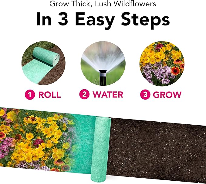 Growtrax Pollinator Wildflower Seed Mix & Sunflower Blend - 40 sq ft - Easy Plant Seeds & Flower Bulbs - Spring Mix, Zinnia, Tulips, Bluebonnet - Attracts Bees, Eden-Like Garden in Sun-Partial Shade