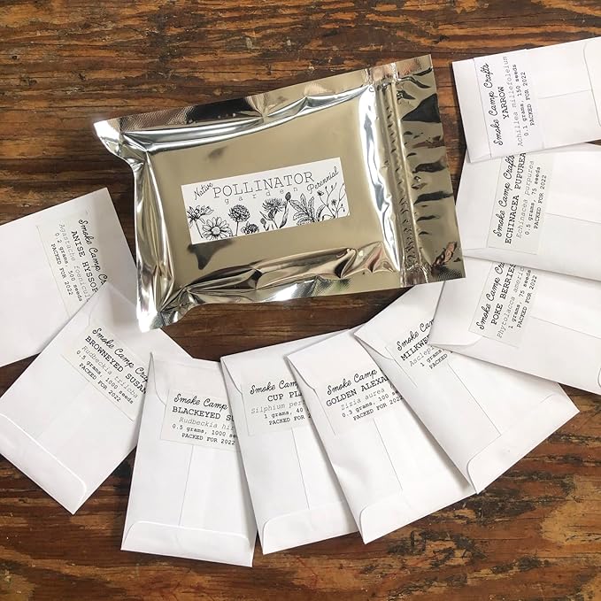 Pollinator Seed Kit, 3,000 Seeds, Perennial Wildflower Seeds, Colourful Flower Garden Seeds, 9 Seed Packets - Smoke Camp Crafts