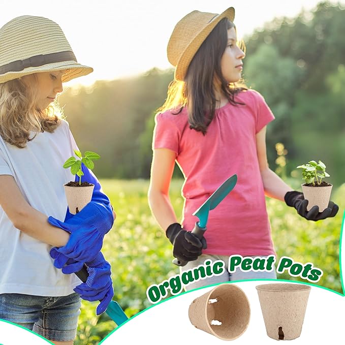 120 Packs 3.15 Inches Seed Starting Pots Biodegradable Drainage Holes Round Nursery Pot with 15 Planting Labels Small Seed Starter Tray Bulk Garden Germination Container for Herb Seed Starter