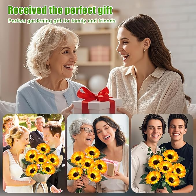 Sunflower Solar Lights Outdoor Decor, 4 Pack Solar Garden Decor 24 Waterproof Solar Sunflower Outdoor Lights for Garden Patio,Flower Bed, Pathway, Gift for Women, Mom, Grandma