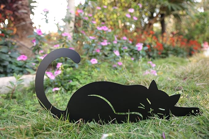 for Women Cat Metal Decorative Garden Stakes Cat Unique Gifts for Men Silhouette Statues for Yard Art, Outside, Patio, Outdoor Decor, Garden Decorations, Lawn Ornaments