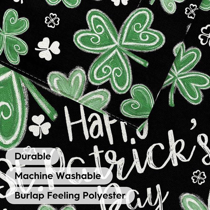AVOIN colorlife Happy St Patricks Day House Flag 28x40 Inch Double Sided Outside, Shamrock Lucky Clover Floral Yard Outdoor Flag