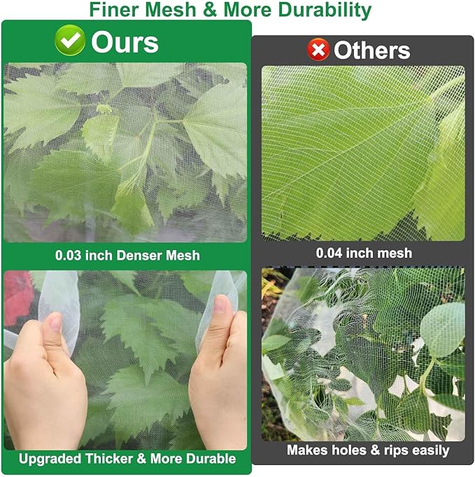 KLEWEE Thicker Garden Netting for Raised Beds, 10 x 33 FT Ultra Fine Garden Mesh Netting Barrier Screen Protection Netting for Vegetable Plants Fruits Flowers Crops Row Covers