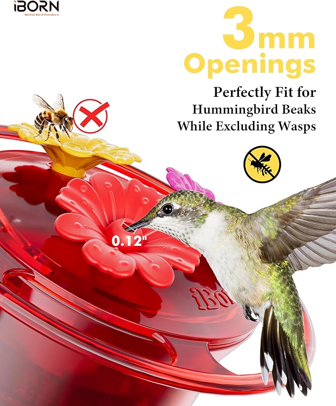 iBorn Circular Hanging Hummingbird feeders for Outdoors 3PCS 3OZ Mini Hummingbird Feeder Humming Bird Feeder, Silicone Feeding Ports, Bee-Proof, 2025 New