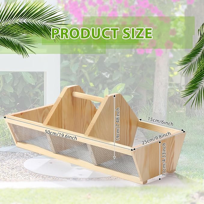 Garden Harvest Basket 20 x 10 x 8 Inch Vegetable Hod for Gardeners Fruits Veggies Basket with Center Divider Versatile Gardening & Vegetables Gathering Hod with Wood Handle Father's Day Gift