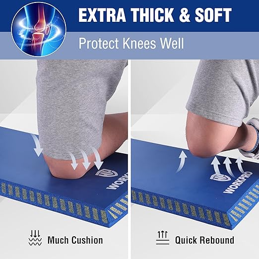 WORKPRO Extra Thick Kneeling Pad, Soft Foam Knee Cushioning, Extra Large Foam Kneeler Mat for Auto-Repair, Gardening, Workout Supplies, 28 x 16 x 1.2in, Blue