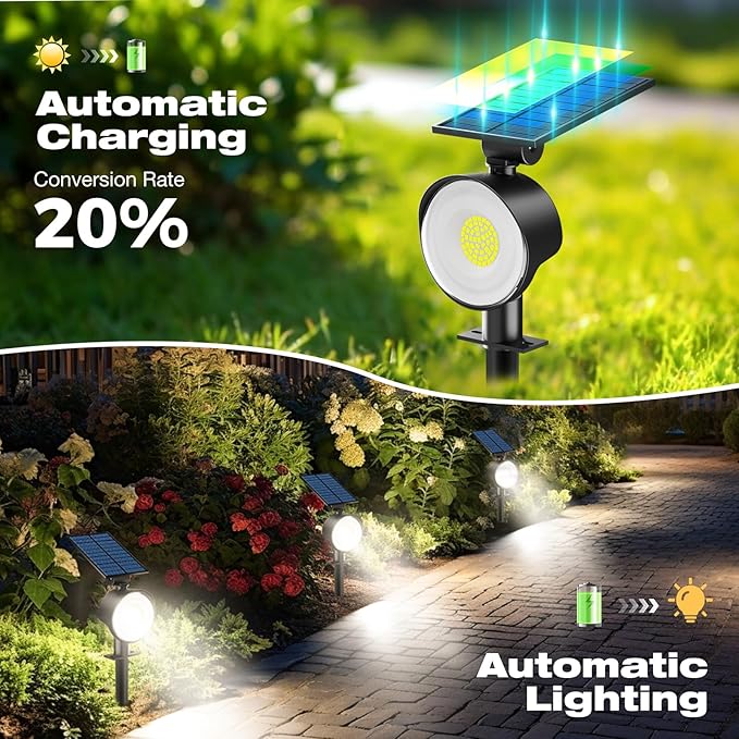 nipify 10 Pack Solar Spot Lights Outdoor Waterproof with 3 Modes, Solar Spotlight Light for Outside Yard Landscape Lighting Pathway Lights Wall,Cool White