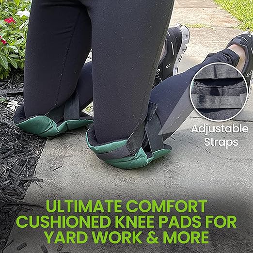 Garden Guru Cushioned Gardening Knee Pads with Adjustable Straps - Soft Inner Liner, Ultra Comfort Padding, Garden Kneelers for Yard Work, Cleaning, Household Chores, Roofing, and More 1 Pack