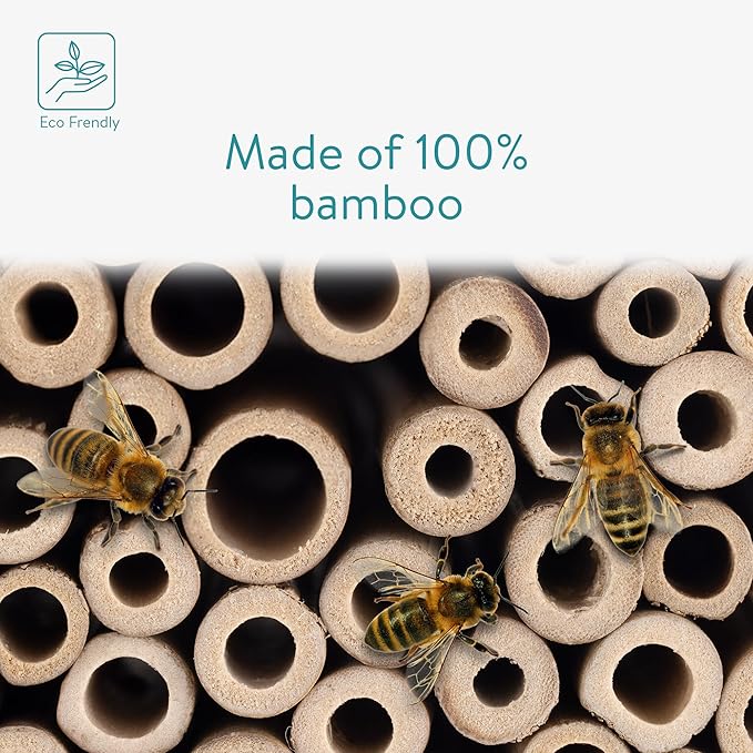 Navaris Bamboo Bee Nesting Tubes (Pack of 60) - 15 cm (5.9 in) Long Tube for Mason Solitary Bees - for Filling Insect Hotels and Bug Houses