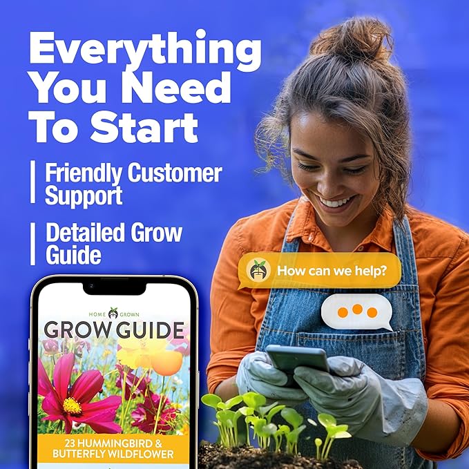 HOME GROWN Premium Wildflower Seeds Bulk - 134,000+ Non-GMO USA Native Seeds for Planting Outdoors - 23 Varieties Wild Flower Mix for Butterfly Garden, Perennial & Annual Flowers (3oz)