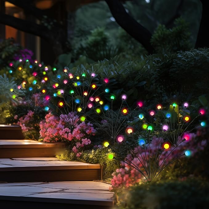 Solar Garden Lights Swaying, 40 LED Firefly Lights Outdoor Waterproof, Garden Decor Solar Lights Outdoor for Yard Porch Patio (4 Pack Multi-Colored)