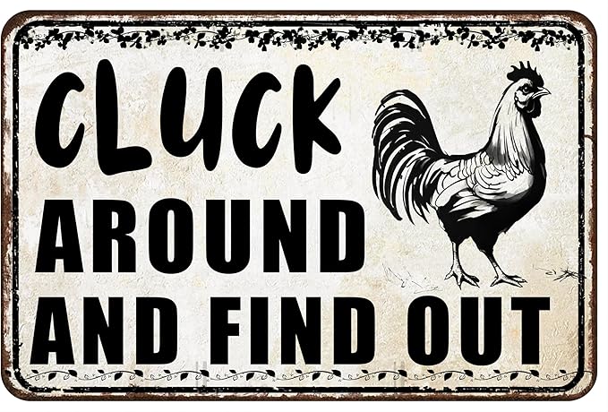 Funny Chicken Signs Chicken Coop Accessories Rooster Decorations Chicken Gifts Stuff For Farmhouse Garden Decor 8 x 12 Inch