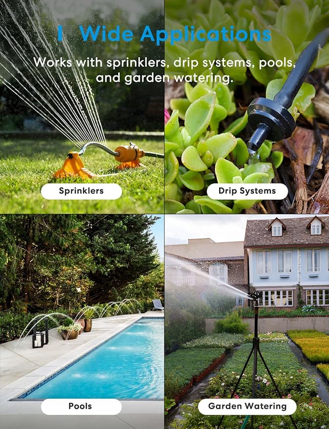meross WiFi Water Hose Timer, Smart Sprinkler Timer with Brass Inlet & Outet, Work with Apple Homekit, Alexa & Google Assistant, Water Valve for Lawn, Garden, Yard and Pool, MSH400/MSH450 Hub Required