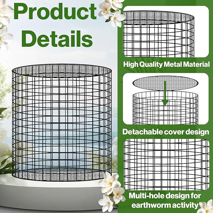 3 Pcs Detachable Worm Farm Compost Bins for Garden, Underground Worm Farms for Recycling Kitchen Food Waste(11.8x12.2 Inch)