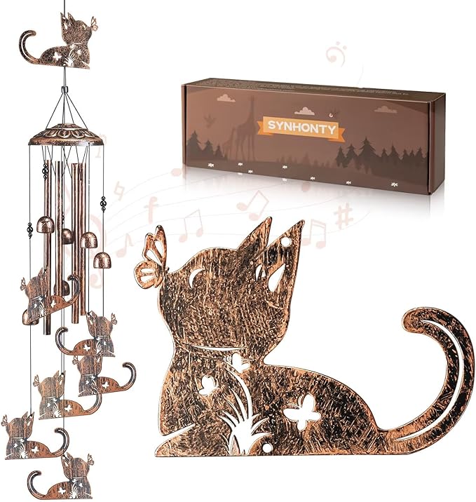 Cat Wind Chimes for Outside,Gardening Gifts for cat Lover，Women，Men，Mom，Birthday Party Decorations,Memorial Gifts,Wind Chimes Outdoors，Indoors,Room,Home,Wall,Garden,Patio,Yard Decor