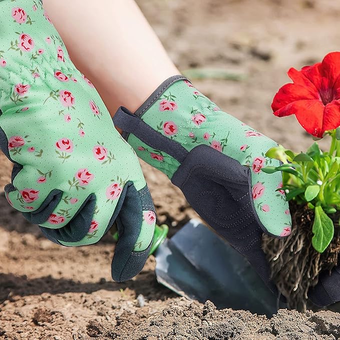 Baidast Gardening Gloves for Women, Breathable Leather Garden Gloves with Grip, Thorn Proof Work Gloves