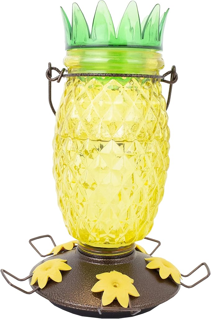 Perky-Pet 9110-2 Pineapple Top-Fill Glass Hummingbird Feeder – 28 oz