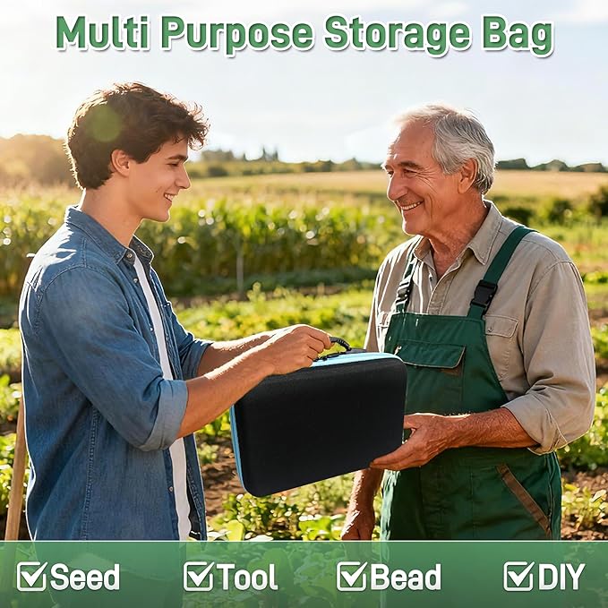 114 Slots Seed Storage Organizer Kit with 20 Envelopes, Waterproof Seed Storage Box, Transparent Bottles, Tweezers, Funnel, Sower for Vegetable Flower Garden Seeds Saver Kit for Vegetable