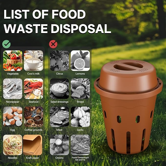 Inground Worm Composter, Mini Underground Worm Farm for Garden Beds, Outdoor Worm Compost Bin for Food Waste, Vermicomposting Bin for Beginners, Elderly, Children (7x7x7.4Inch), Tan, 2-Pack