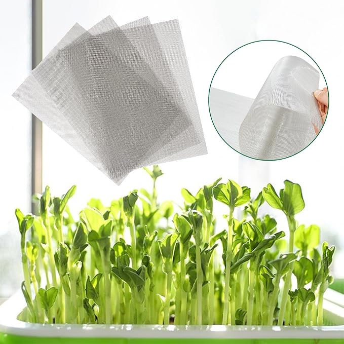 Ecmln 4 pcs Seed Sprouting Tray Mesh Mat,Seed Sprouter, Vegetable Microgreens Planting Mats 8.2" x 11.8". Fit for Plant Germination Tray,Trays NOT Included (8.2" x 11.8")