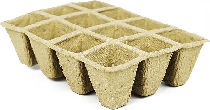 Black Duck Brand Set of 12 Biodegradable Eco Friendly Peat Trays! 3" 12 Pot Tray - Recycled Non Bleached Peat Pots Perfect for Seed Germination! No Transplanting Required - No More Damaged Roots!