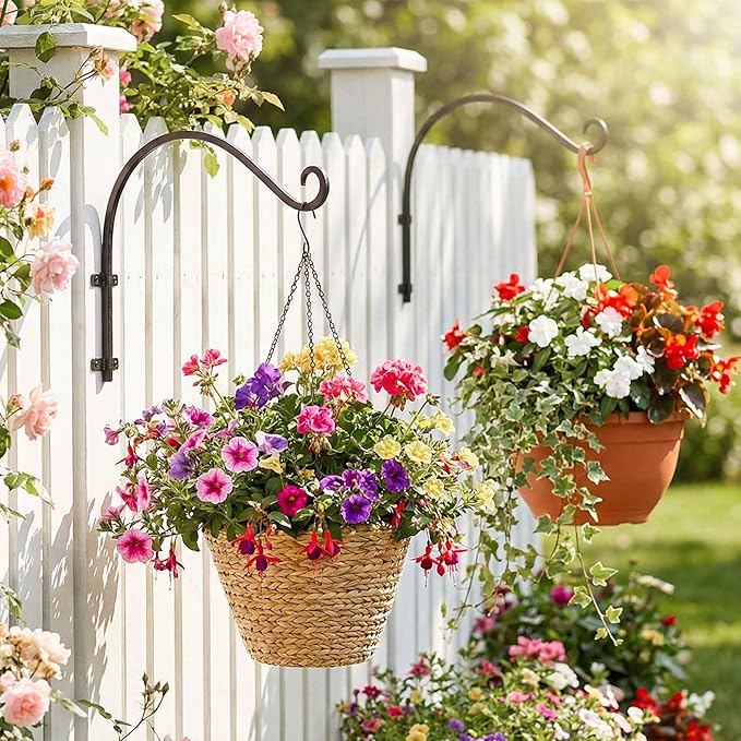 AJART Plant Hanger Bracket Outdoor: 16-Inch Metal Bird Feeder Wall Hook - Heavy Duty Plant Hanger Hooks for Hanging Flower Baskets