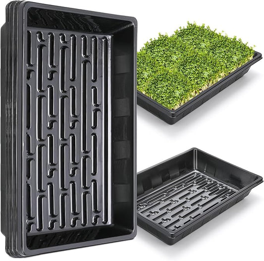 Sckee Upgraded 20 Pack Plant Growing Trays Seed Starting Tray Microgreens Growing Trays Seedling Plant Germination Starter Tray Transplant Fodder Flats, No Holes, No Leakage, Reusable (1017)