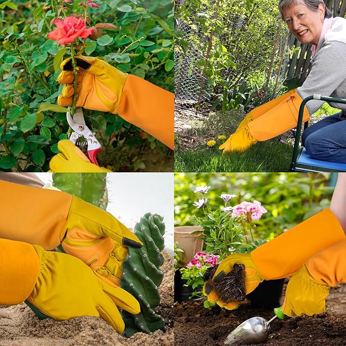 Long-Gardening-Gloves for Women/Men - Thorn Proof Rose Pruning Gloves Heavy Duty Gauntlet, Best Garden Gifts for Gardener-L