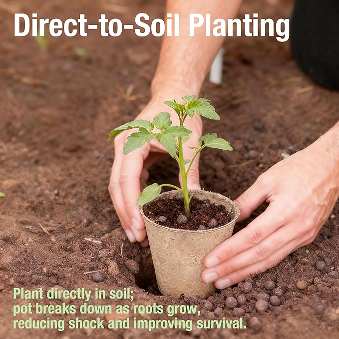 40 Pack Biodegradable Peat Pots with Drainage Holes – 3.15 Inch Organic Seed Starter Pots for Seedlings – Garden Germination Nursery Pots for Vegetables, Herbs & Flowers