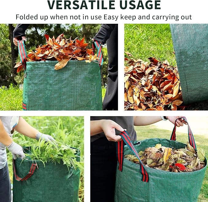 3 Pack Yard Waste Bags, 72 Gallon Lawn and Leaf Bags, Reusable Heavy Duty Garden Bags for Collecting Leaves, Waste Container for Clean Up Outdoor Debris Leaves Grass Clippings