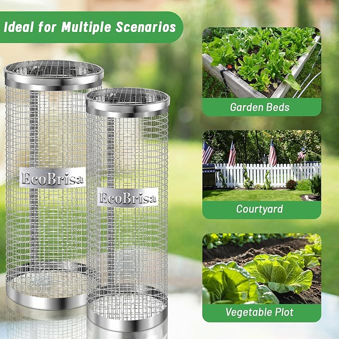 2 Pack Inground Worm Composting Bin, Metal Compost Bin for Recycling Kitchen Food Waste, Outdoor Worm Compost Bin with Holes and Lid Use in Outdoor Garden Vegetable Patch Backyard